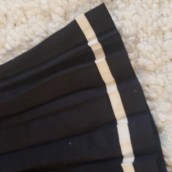Vintage 90s DKNY jeans aline pleated skirt linen black w/cream stripe small - Picture 2 of 6